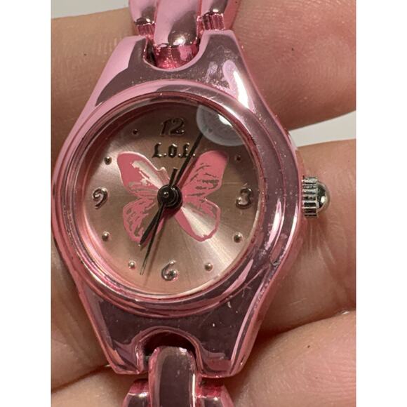 Lots of Love Butterfly Love Lol Pink Japan Lady Chain Band Watch Needs Battery* - Picture 2 of 8